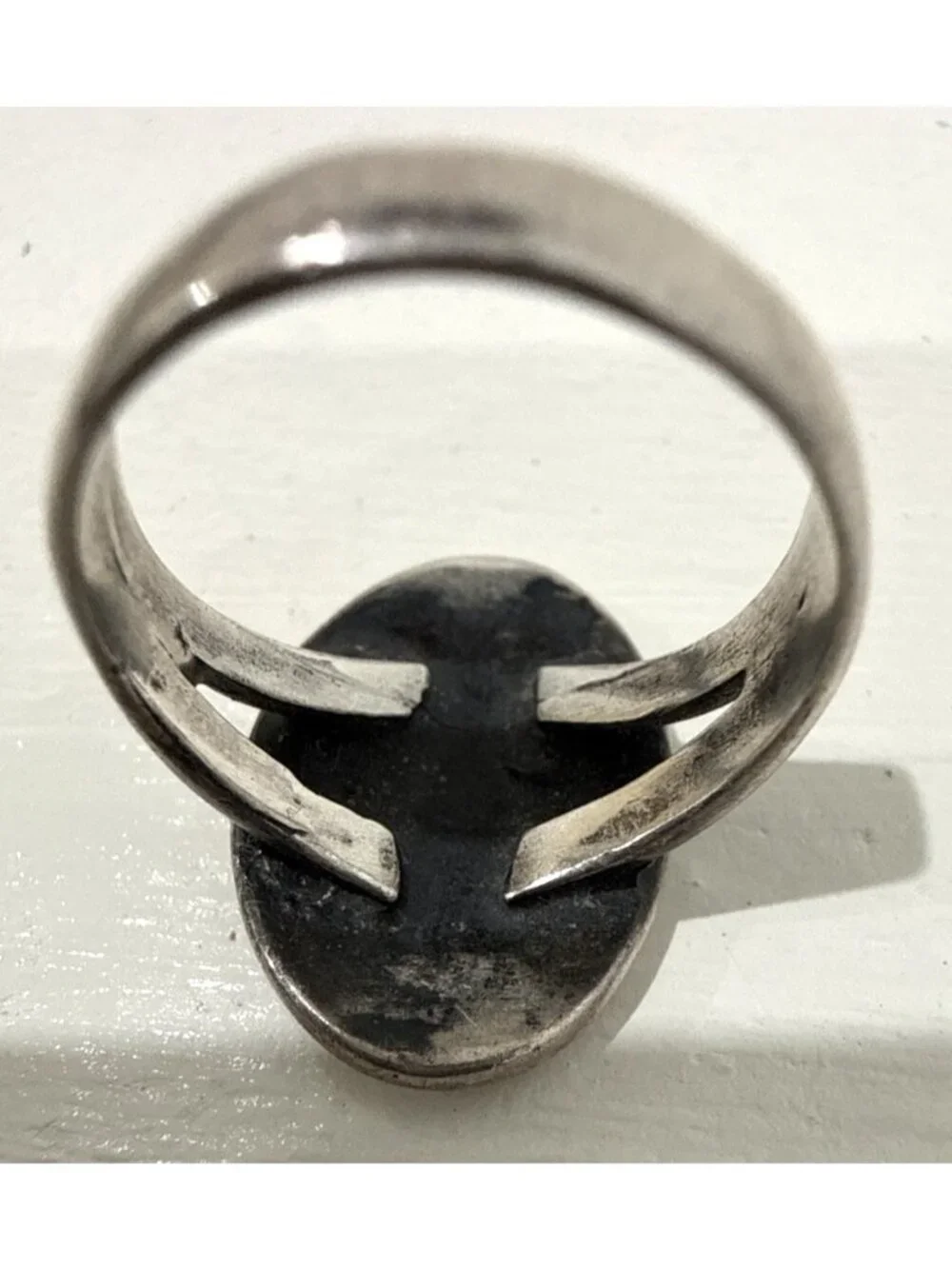 Vintage Native American Coral Turquoise Chip Inlay Silver Ring Southwestern 6.5